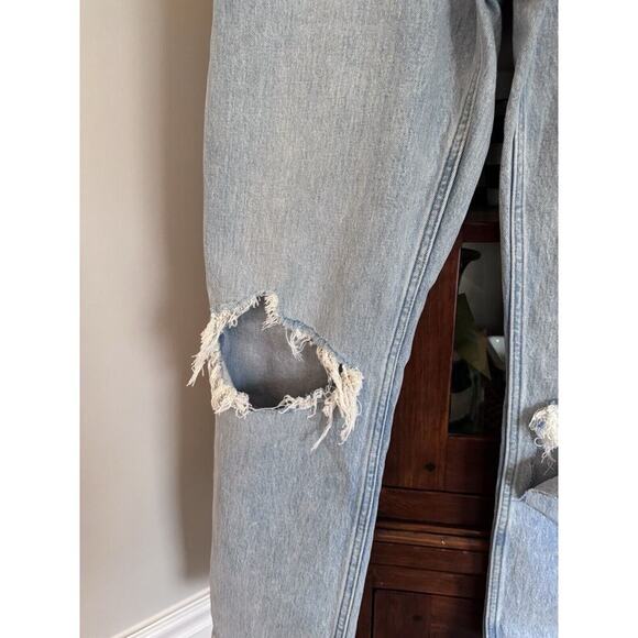 Abercrombie Jeans The Dad High Rise Curve Love, Ripped Wash 26/2S Distressed - Picture 14 of 14